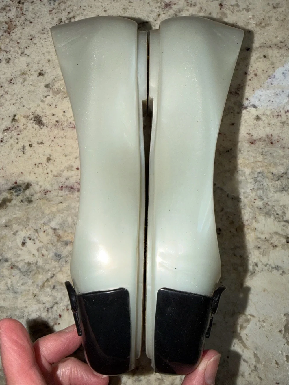 Mini Melissa Sweet Love Bow Cap-Toe Jelly Flats in Cream and Black EU 31 US 13